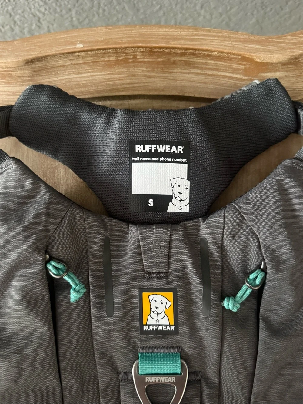 Ruffwear Gray Dog Pack with Teal Accents